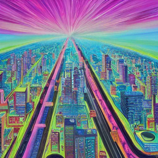 Image similar to the city of Infinite potential, painting by Ron Borreson