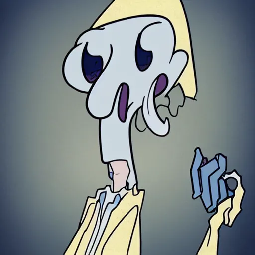 Prompt: squidward design by Hidetaka Miyazaki