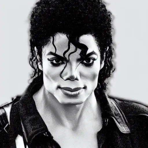 Prompt: Michael Jackson morphed with gigachad, Black and white