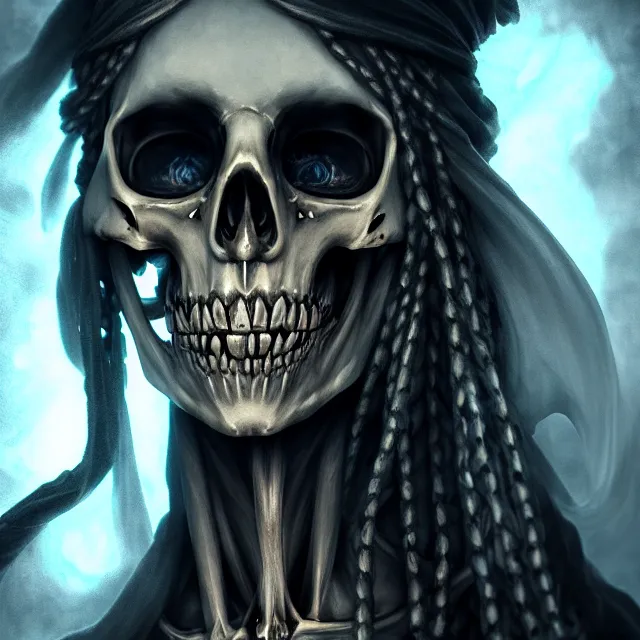 Image similar to photo of a translucent skeletal pirate ghost portrait in a grotto, photorealistic, dark, atmospheric lighting, painted, intricate, ultra detailed, well composed, best on artstation, cgsociety, epic, stunning, gorgeous, intricate detail, wow, masterpiece