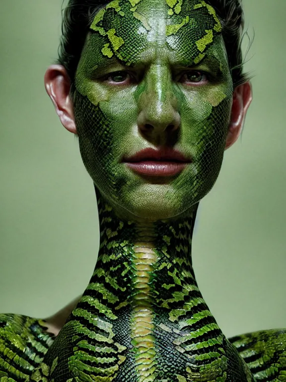 Prompt: portrait of the queen, skin peeling to reveal green! scales!, forked snake tongue sticking out, art by ryo shiotani and greg rutkowski, intricate, beautiful, portrait photography, cinematic lighting, vintage art by serge ivanoff, high resolution, very detailed