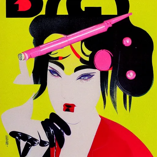 Prompt: Bosozoku girl, Illustration by Syd Brak, airbrush, portrait, fashion magazine cover