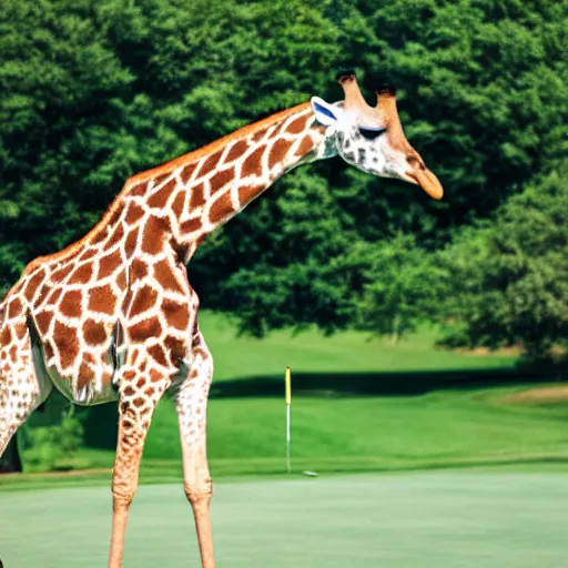 Image similar to Giraffe in a polo at a golf course