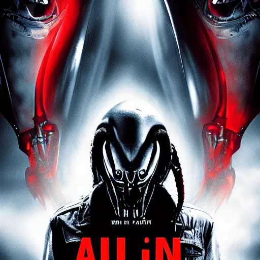 Image similar to alien vs. predator movie poster.