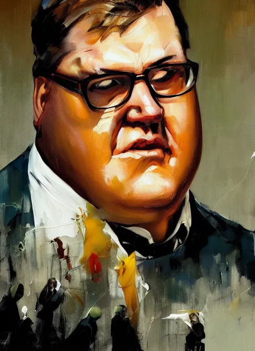 Image similar to real life peter griffin, painting by phil hale, fransico goya,'action lines '!!!, graphic style, visible brushstrokes, motion blur, blurry, visible paint texture, crisp hd image
