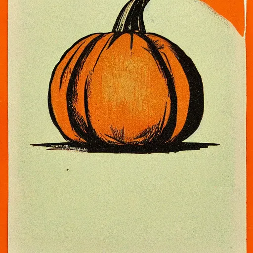 Image similar to a vintage risograph of a pumpkin