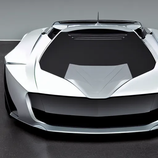 Image similar to render of futuristic supercar, realistic, clean, detailed, raytracing