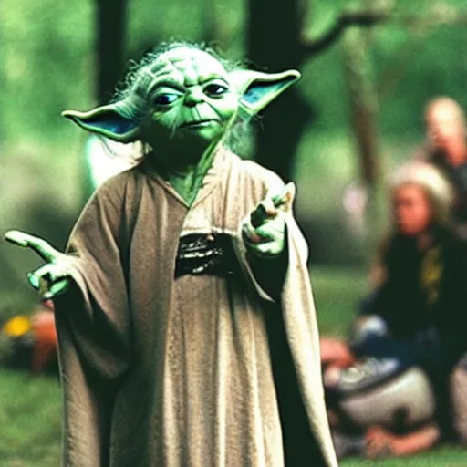 Image similar to yoda performing at woodstock