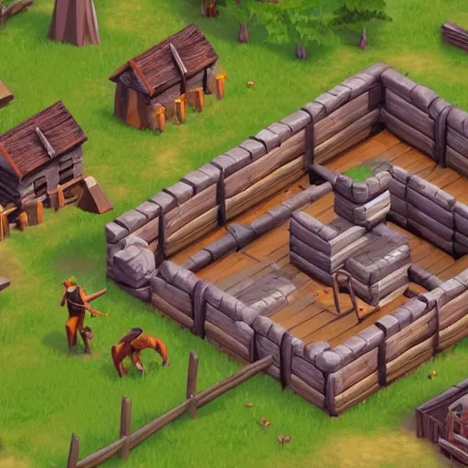 Prompt: Isometric image of a single building, wood mine, low poly style like Age of empires, hd