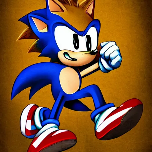 Prompt: digital art of sonic the hedgehog, deviantart, creepypasta