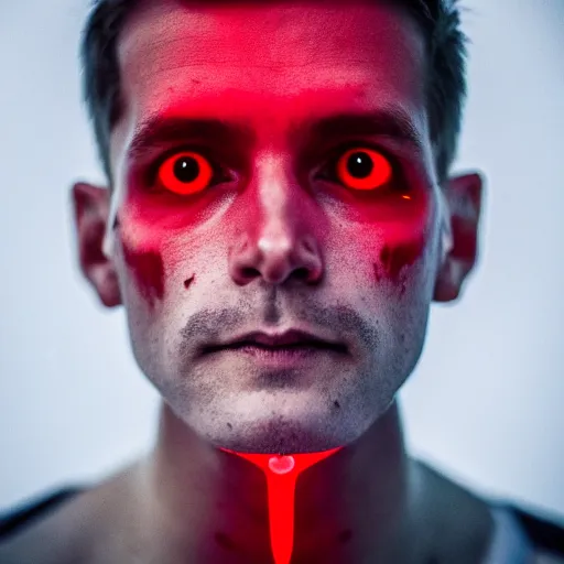 Image similar to a man with red glowing eyes