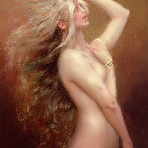 Prompt: A beautiful woman with gorgeously lengthy hair, painting by Gaston Bussiere and Greg Rutkowski, trending on artstation, 4k, 8k