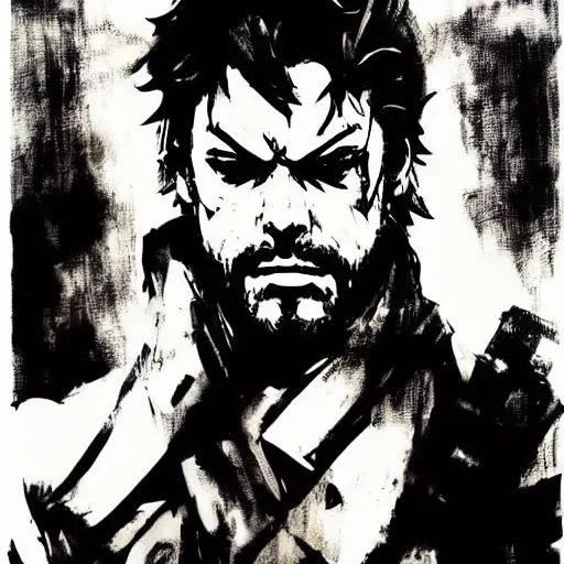 Prompt: martin ansen style metal gear solid 2 sons of liberty yoji shinkawa