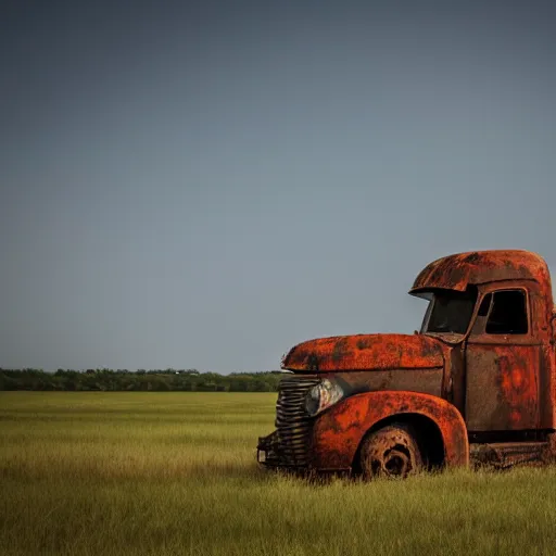 Prompt: Rusty truck, open field, 8k, photography