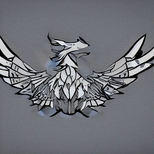 Image similar to mythical creature, griffin-like style, 2d solid shape logo