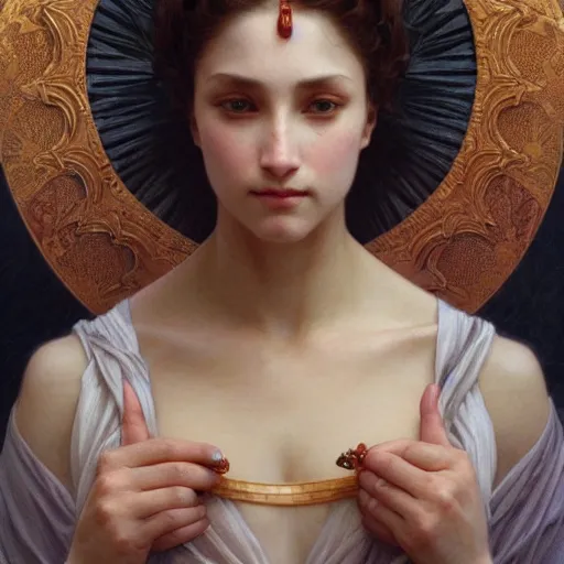Prompt: portrait of pain goddess, intricate, elegant, highly detailed, digital painting, artstation, concept art, smooth, sharp focus, illustration, art by artgerm and greg rutkowski and alphonse mucha and william - adolphe bouguereau