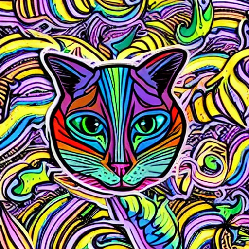 Image similar to psychedelic cat sticker