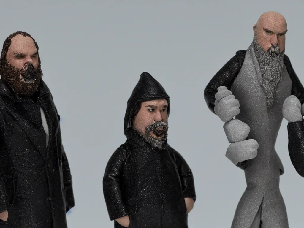 Prompt: kristoffer rygg and tore ylwizaker of ulver as claymation figures, high resolution