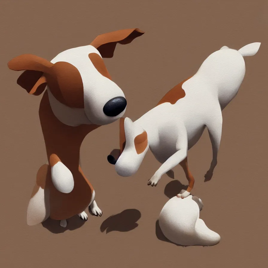 Image similar to Goro Fujita illustrating an extremely realistic photograph of a brown and white dog, with long ears, a small nose and wide eyes, by Goro Fujita, concept art, sharp focus, highly detailed, ArtStation