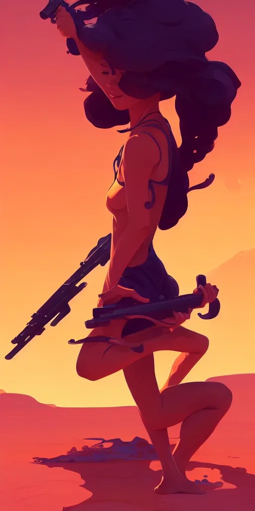 Image similar to smooth weapon, desert - colors, centered median photoshop filter cutout vector behance hd by artgerm, jesper ejsing, by rhads, makoto shinkai and lois van baarle, ilya kuvshinov, rossdraws, illustration, art by ilya kuvshinov and gustav klimt