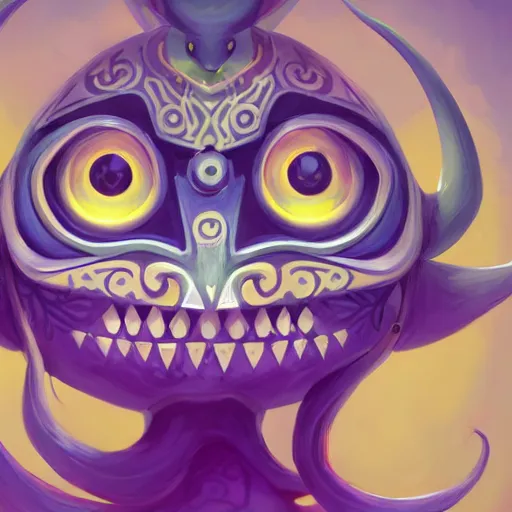 Prompt: a logo of the happy mask salesman majora's mask, art by lois van baarle and loish and ross tran and rossdraws and sam yang and samdoesarts and artgerm and saruei and disney, digital art, highly detailed, intricate, sharp focus, trending on artstation hq, deviantart, unreal engine 5, 4 k uhd image