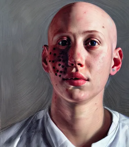 Image similar to a high quality, high detail, portrait of an attractive non - binary bald person by jenny saville