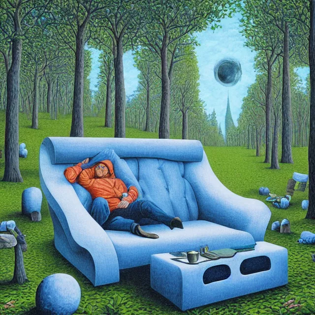 Image similar to a couch in the forest by rob gonsalves