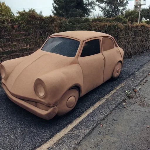 Prompt: hairy flesh covered car