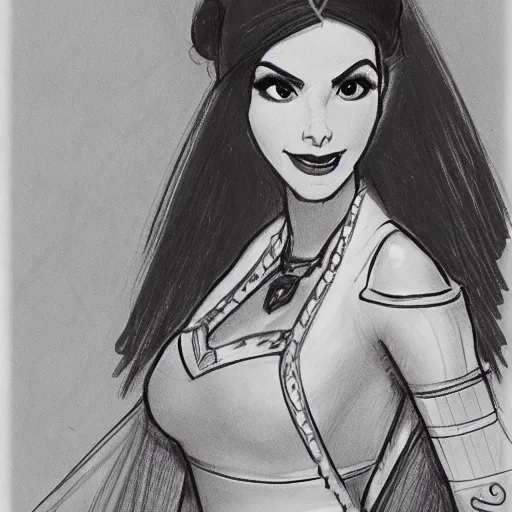 Image similar to milt kahl sketch of victoria justice as princess padme from star wars episode 3