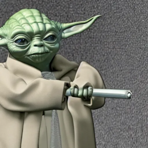 Image similar to yoda at the barbershop, highly detailed, unreal render, 4k hdr