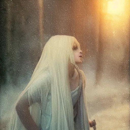 Image similar to pale ghost girl, by mikko lagerstedt, by gaston bussiere, by jean deville, cinematic lighting