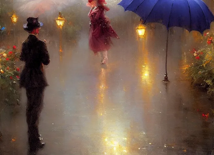 Image similar to errie victorian misty raining night alley by wlop and vladimir volegov and alexander averin and delphin enjolras and daniel f. gerhartz