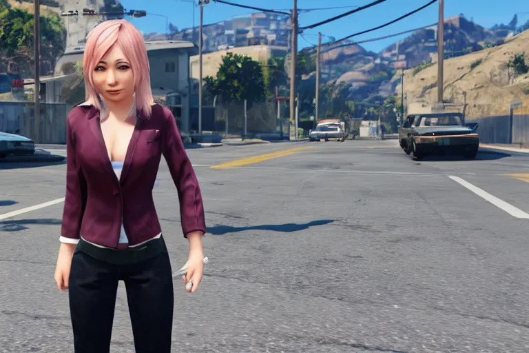 Image similar to Mari ohara from love live in GTA5, game screenshot