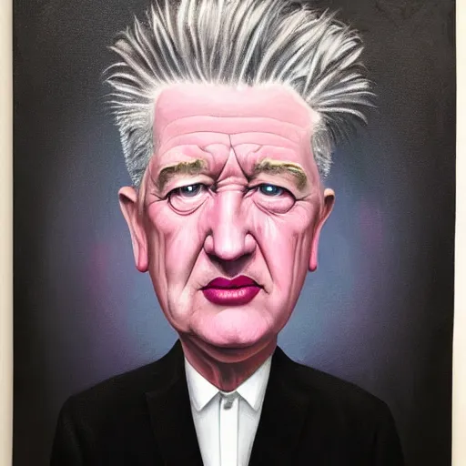 Image similar to portrait of david lynch, style of mark ryden, painting, oil on canvas