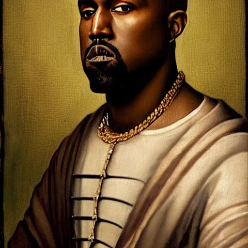 Image similar to A Renaissance portrait painting of Kanye West