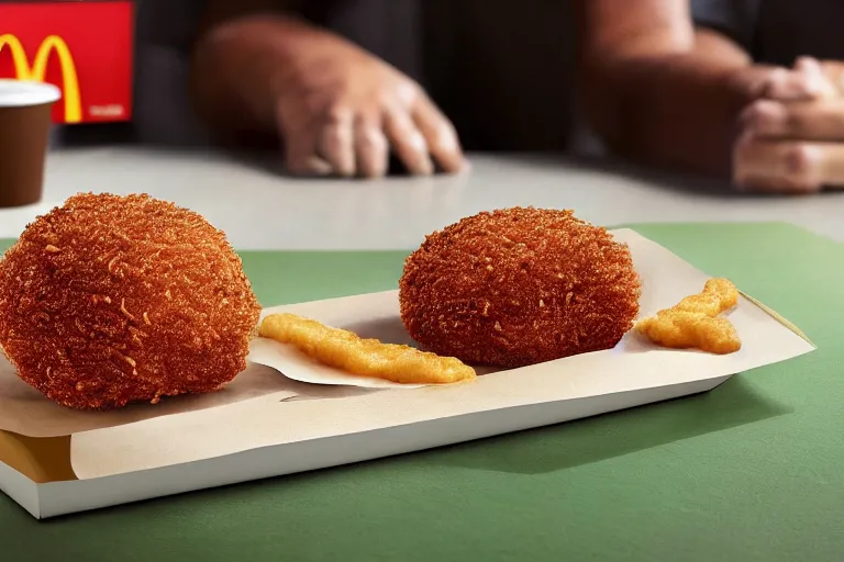 Image similar to product photo of the hot new spider mcnugget from mcdonalds, ad for delicious spider nugget