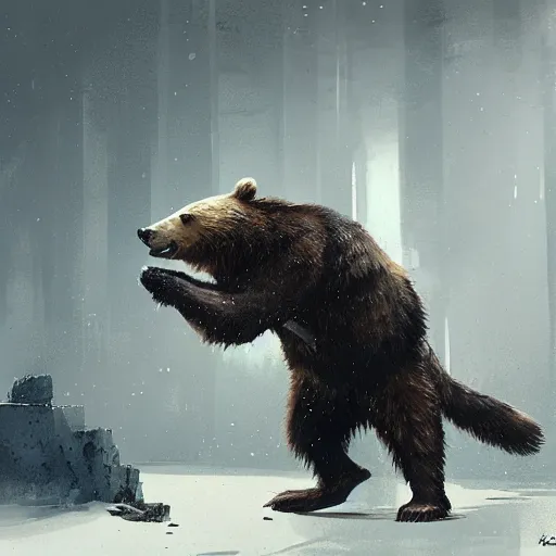 Prompt: Bear with a machine gun by Greg Rutkowski