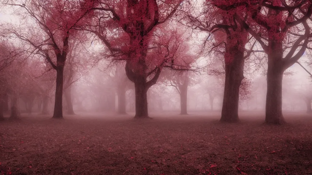 Image similar to an ancient city! lost in time!! fog! red haze! photography! realistic!!