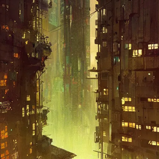 Prompt: “ looking outside from a penthouse suite at the top of the highest skyscraper in the middle of a cyberpunk city at night, very detailed, ismail inceoglu, beeple, mucha, trending on artstation, cinematic, blade runner 2 0 4 9 ”