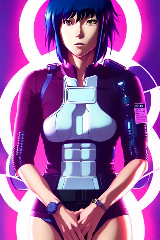 Image similar to a fullbody portrait of motoko kusanagi the major ghost in the shell : : stand alone complex, under repairs, maintenance : : by ilya kuvshinov, rossdraws, artgerm, sola digital arts, anti aliasing, raytracing : :