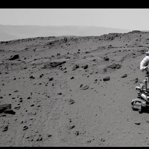 Prompt: carl sagan carl sagan riding mars rover like a horse, carl sagan