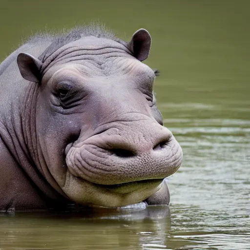 Image similar to a grumpy grumpy grumpy hippo
