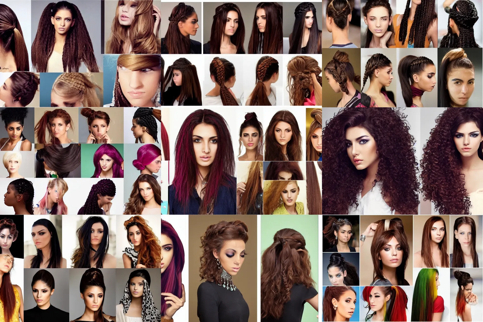 female hairstyles, various colors, middle eastern | Stable Diffusion