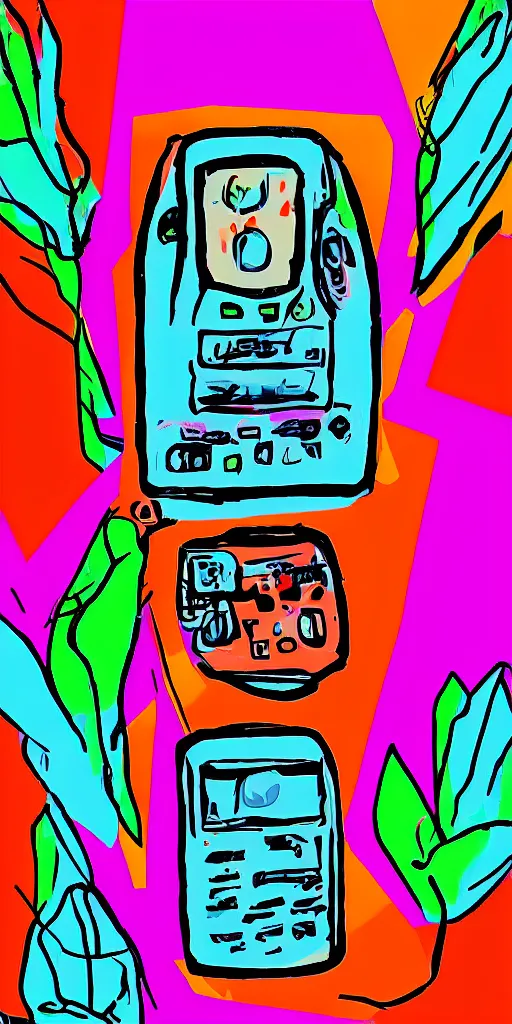 Prompt: 9 0 s mobile phone artistic, illustrator, digital art