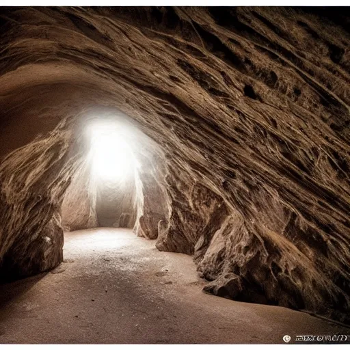 Image similar to a stunning photography inside an ominous cave, professional photography,8KHD