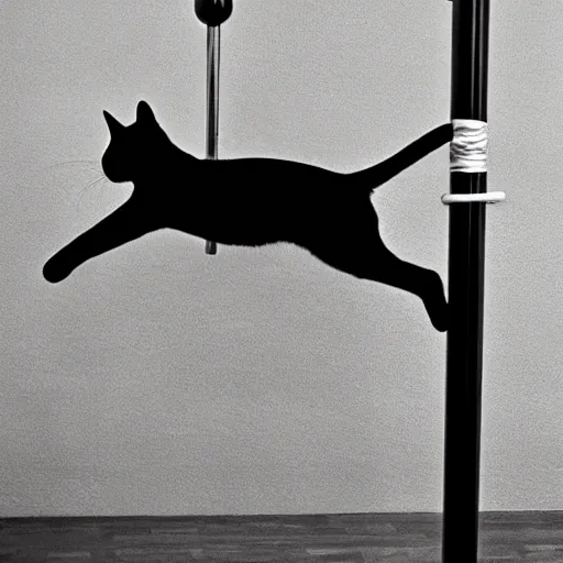 Image similar to fat black cat doing pole dance