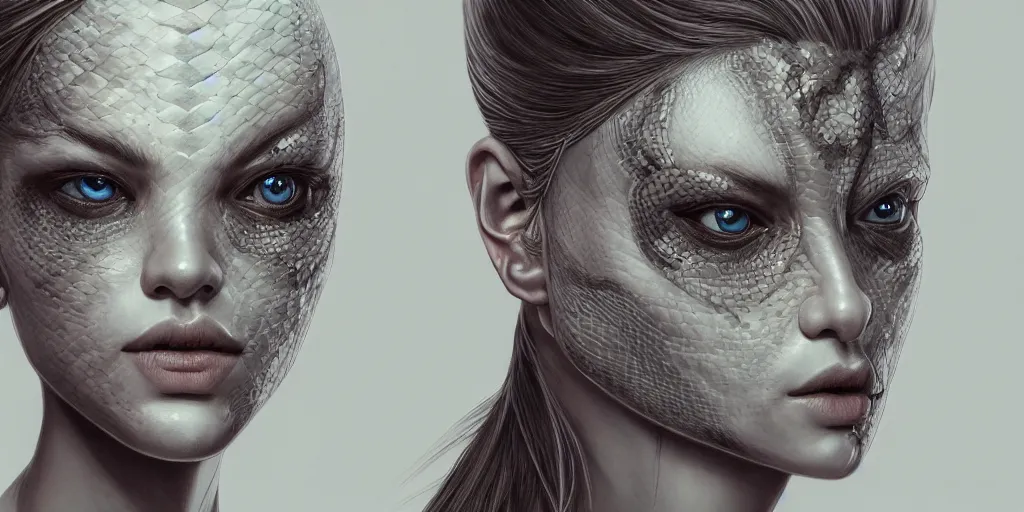Prompt: hyperrealistic photography of a highly detailed and symmetrical gorgeous nordic female with snake eyes in the style of jin kagetsu, james jean and wlop, highly detailed, face symmetry, highly realistic hands, masterpiece, award - winning, sharp focus, intricate concept art, ambient lighting, 8 k, artstation