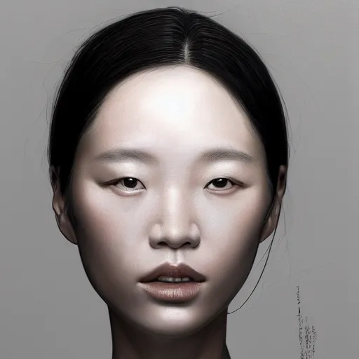 Image similar to a woman, a photorealistic painting by wang duo, featured on cg society, photorealism, behance hd, ultrafine detail, high detail