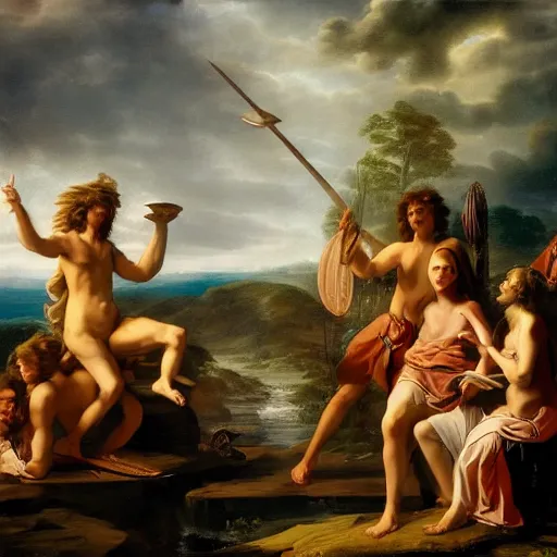 Prompt: seven trials of the prehistoric aquarius cult, in the style of David Geddes, Élisabeth Vigée Le Brun, dramatic lighting, establishing shot, 8k resolution – W 1024