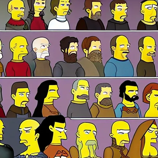 Prompt: the game of thrones, but animated like the Simpsons